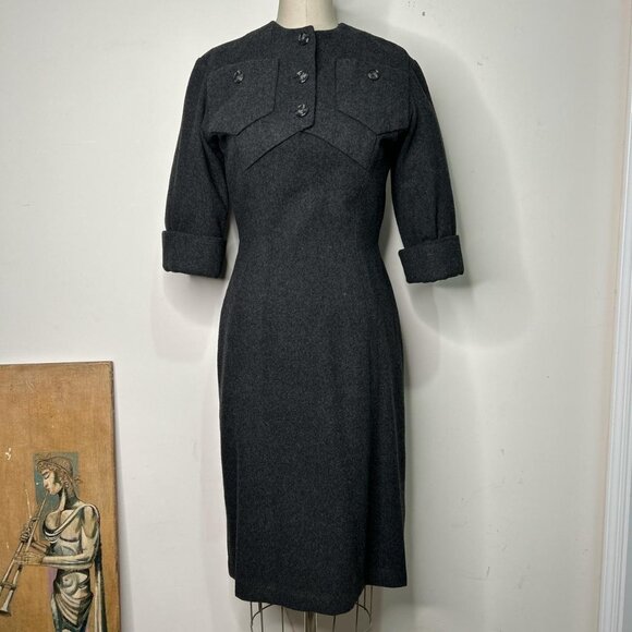 Old Bond Street French Handmade 40s Wool Dress